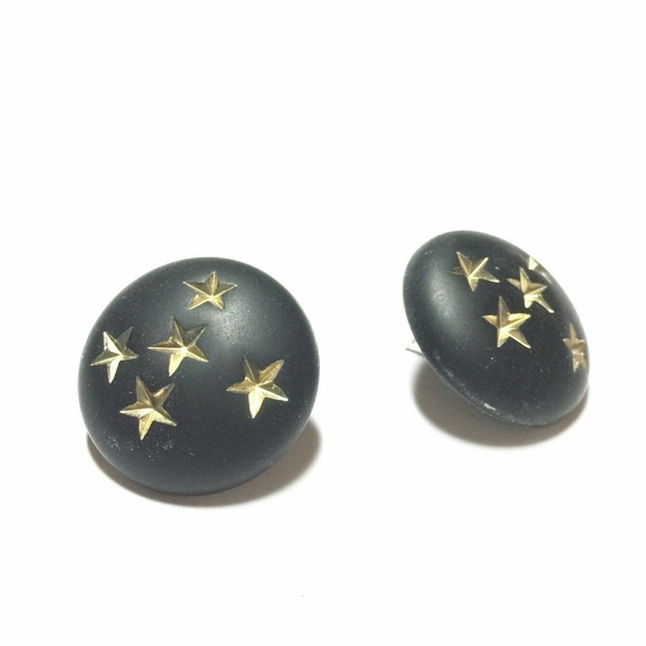 Vintage Lucite Retro Button Stars Stud Earrings - Picture 4 of 5